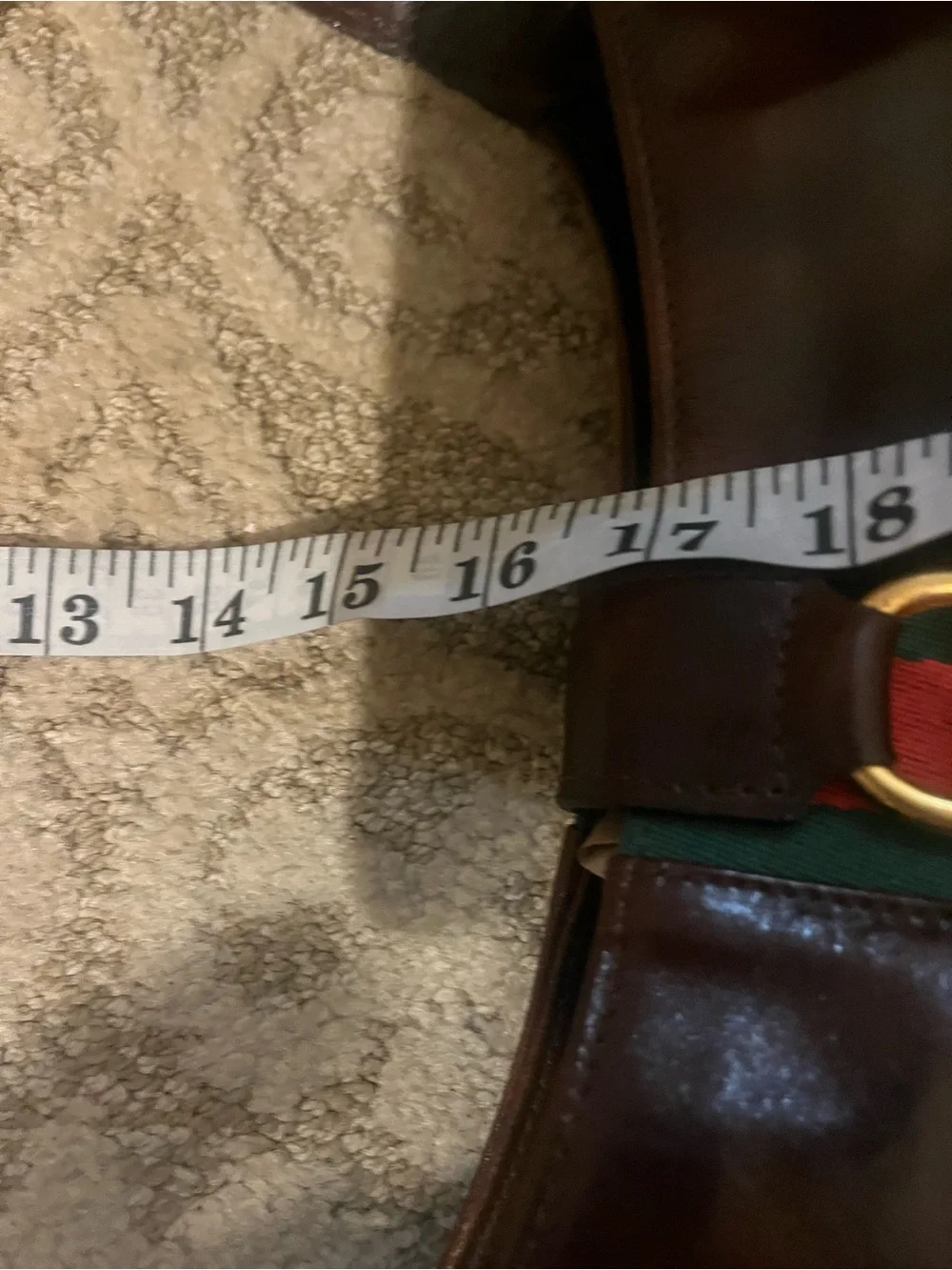 Riviera Dark Brown Leather Hobo with Red and Green Stripe & Gold Accent